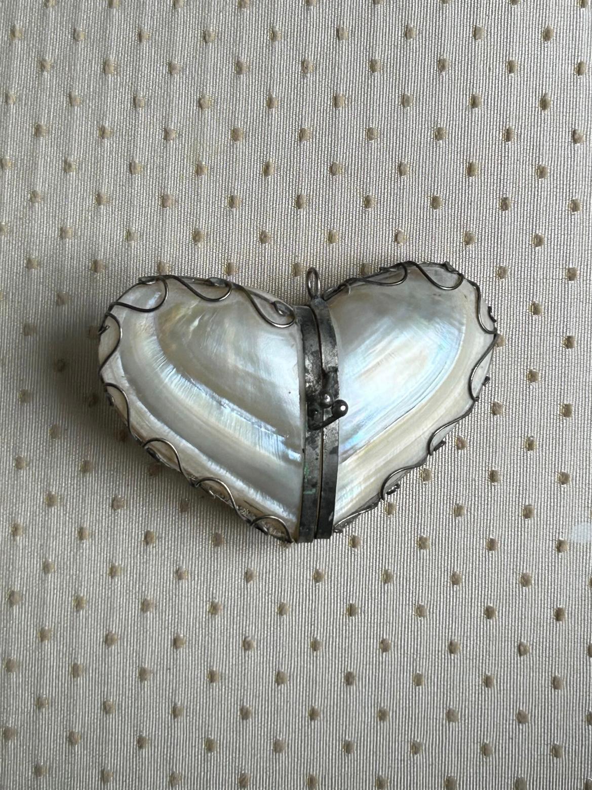 Curated Vintage Mother of Pearl Shell Heart Box.