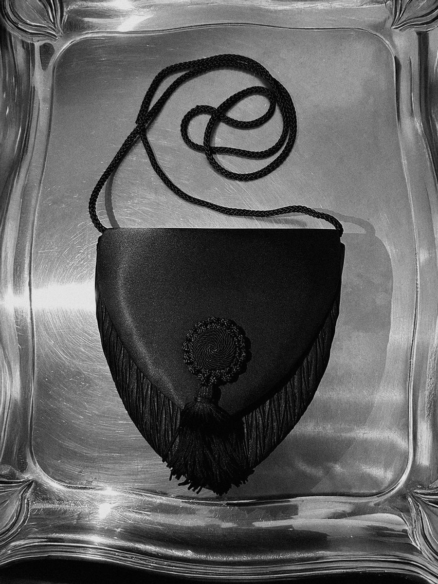 Van Cleef & Arpels Vintage Black Tasseled Silk Purse