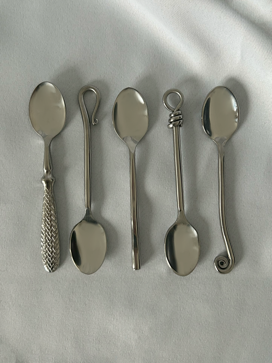 Set of 6 Vintage Shell-Inspired Coffee Spoons - French Origin