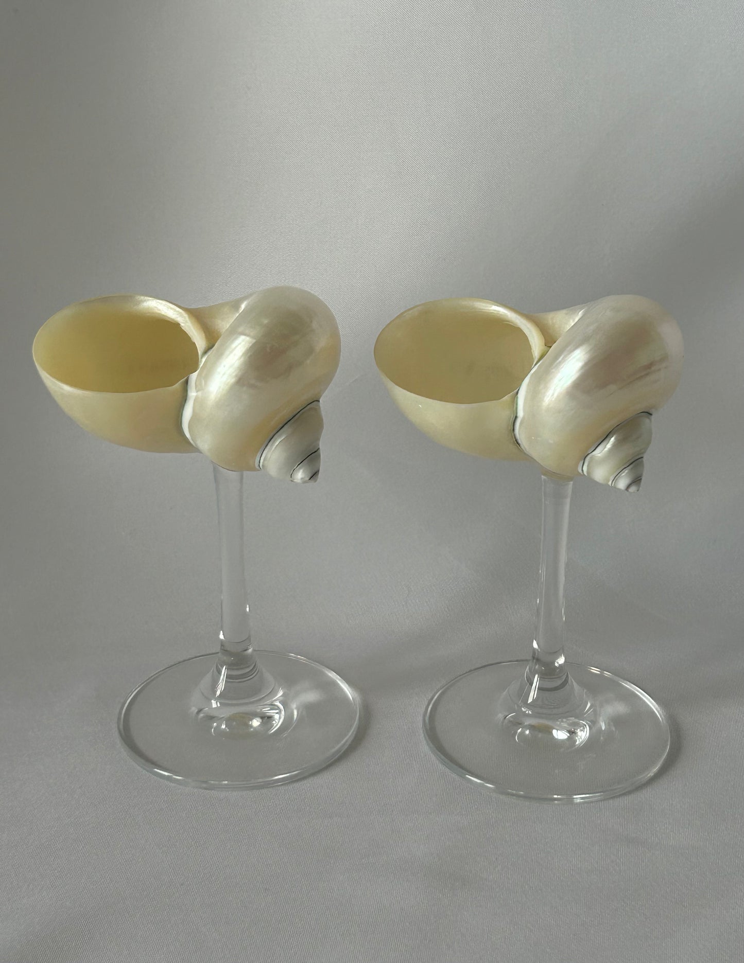 A set of two shell glasses withglass stem.