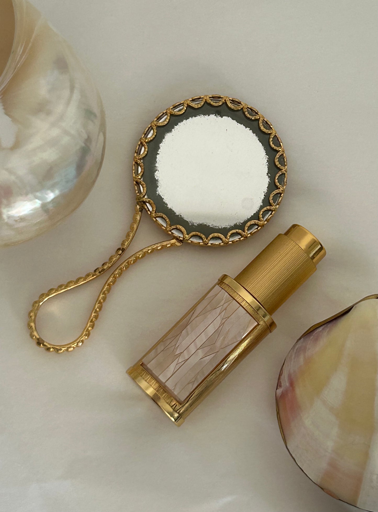 Pink mother-of-pearl vintage vanity set