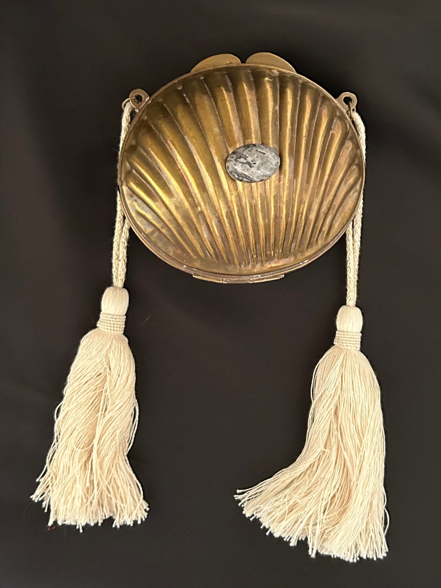 A Beige Tasseled Sculptural Clutch