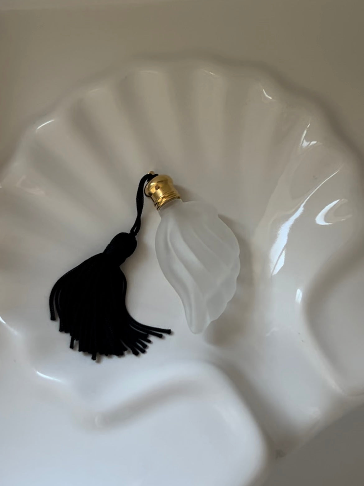 Shell vintage glass perfume bottle