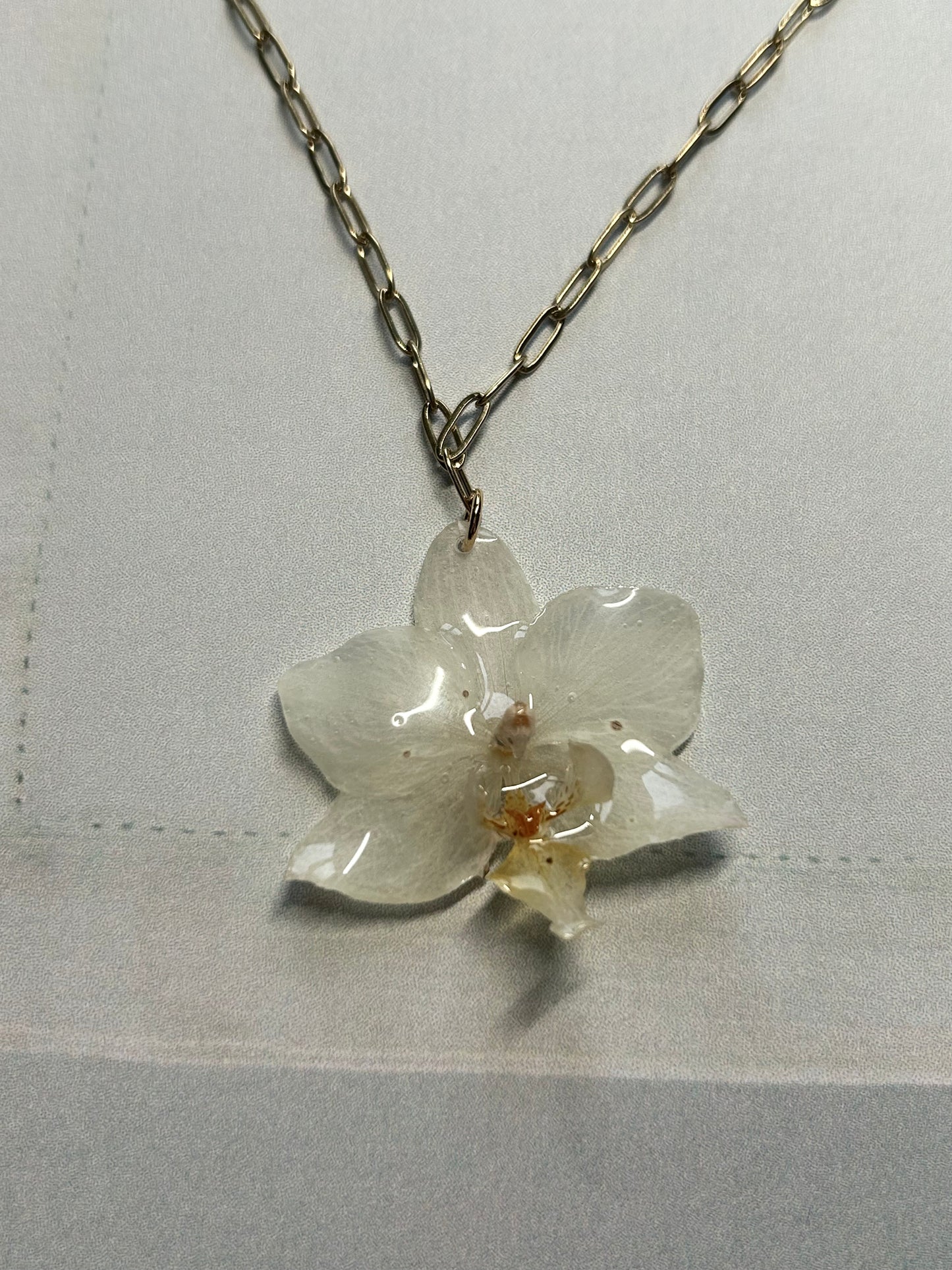 Petite orchid flower necklace