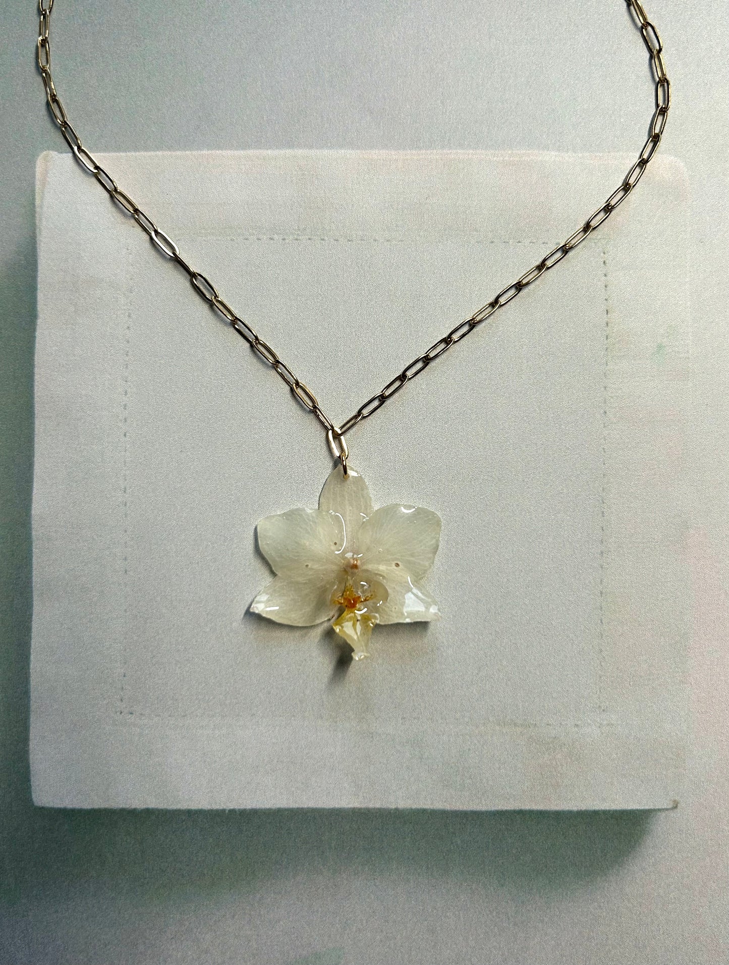 Petite orchid flower necklace