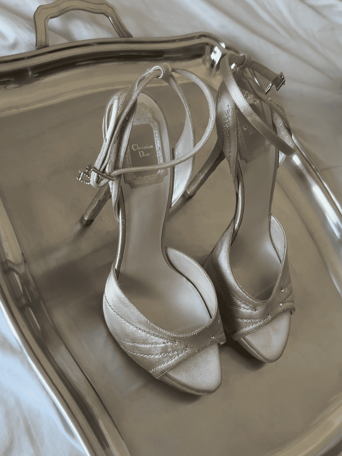 Beige Satin Pumps Dior Vintage