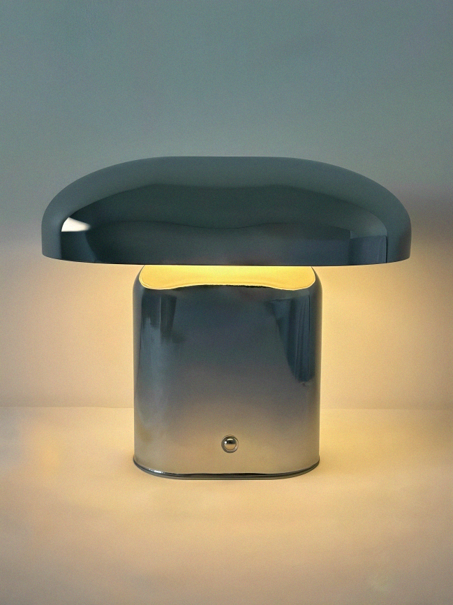 Chrome mushroom lamp