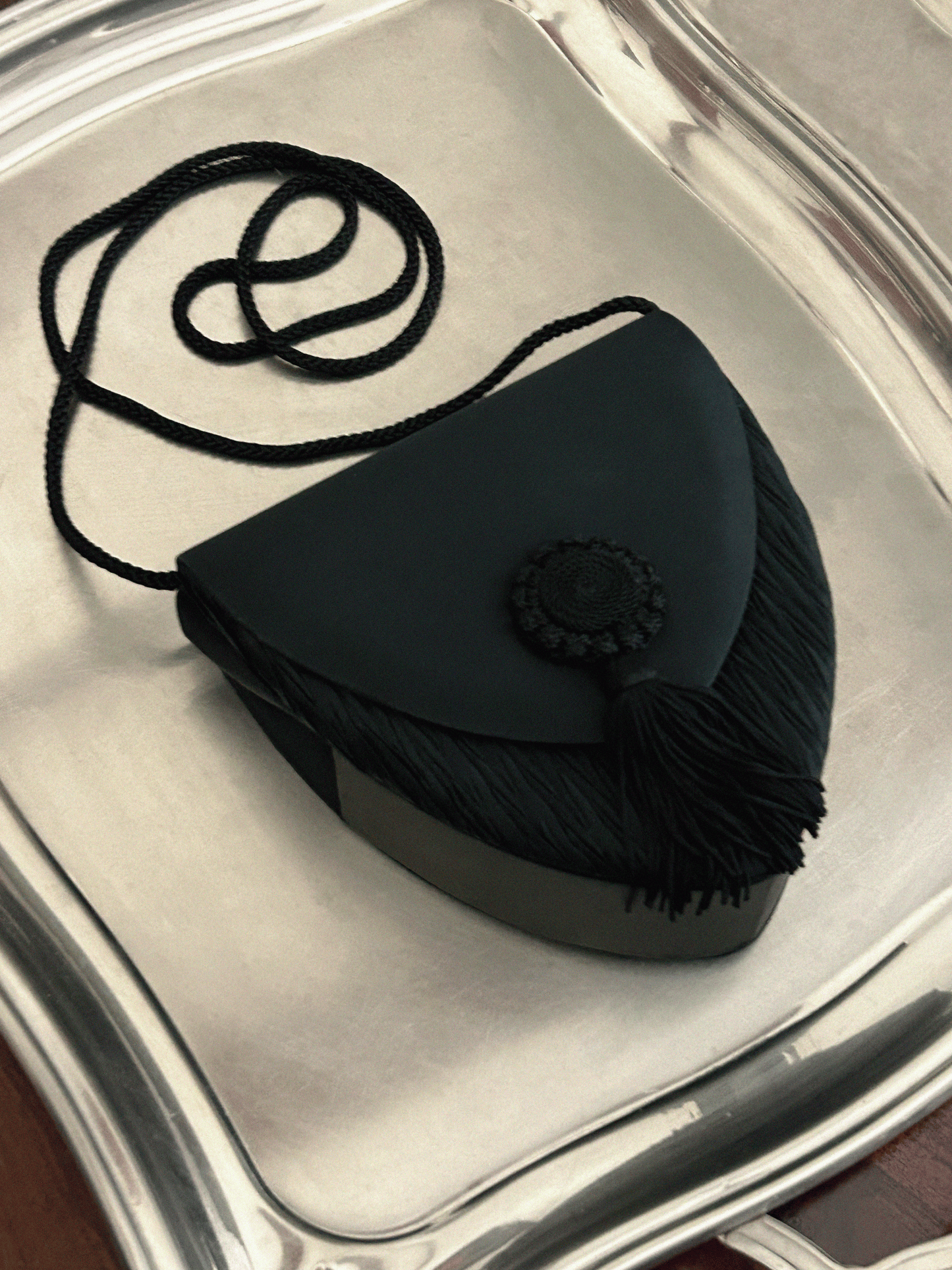 Van Cleef & Arpels Vintage Black Tasseled Silk Purse