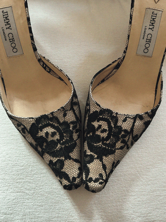 Jimmy Choo Lace Pattern Mules - Size 38