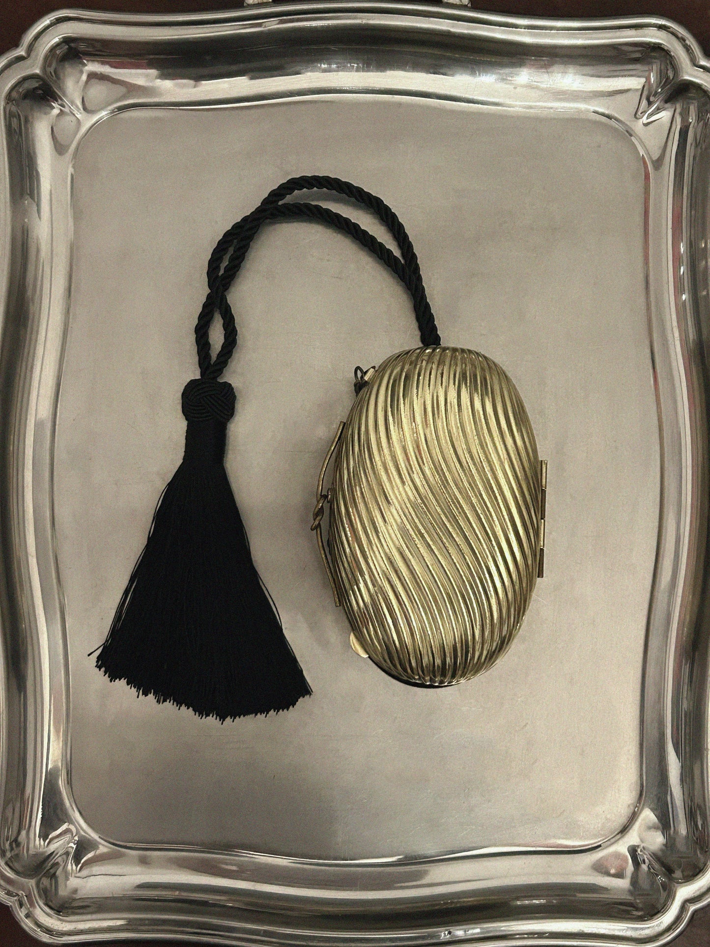 Haute Couture Evening Clutch - Vintage Lancôme “Magie Noire” Gold Minaudière