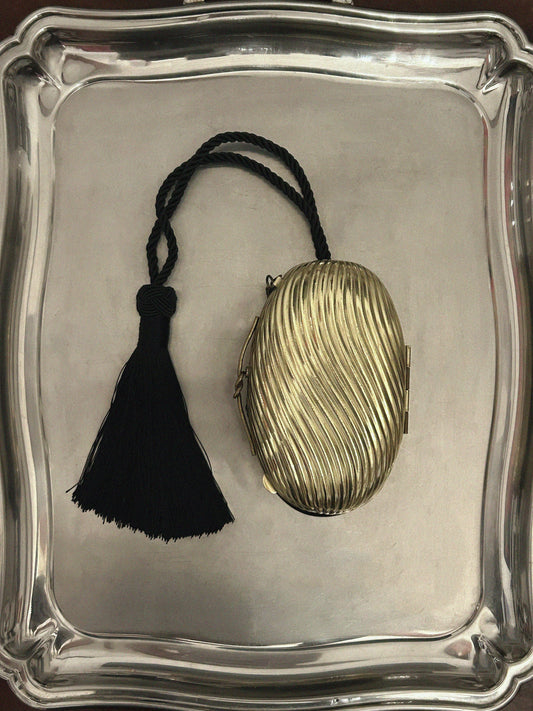 Haute Couture Evening Clutch - Vintage Lancôme “Magie Noire” Gold Minaudière