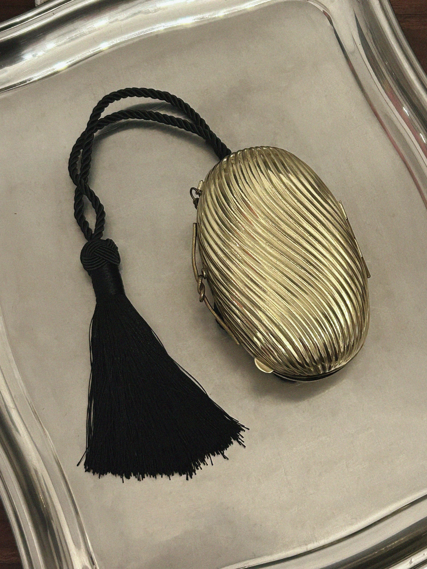 Haute Couture Evening Clutch - Vintage Lancôme “Magie Noire” Gold Minaudière