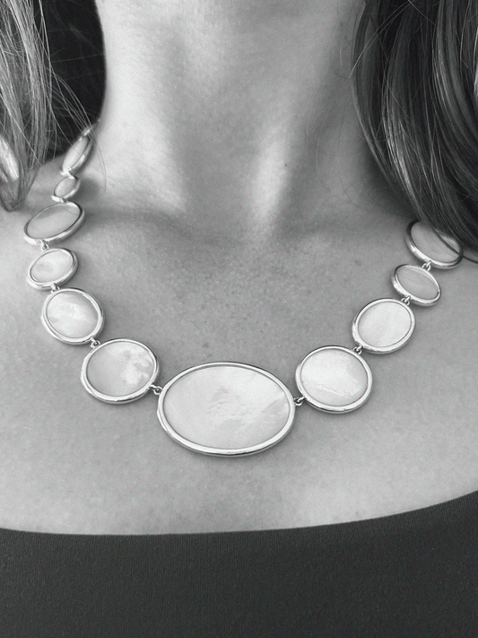 A Gold-Tone Mother-of-Pearl Statement Necklace