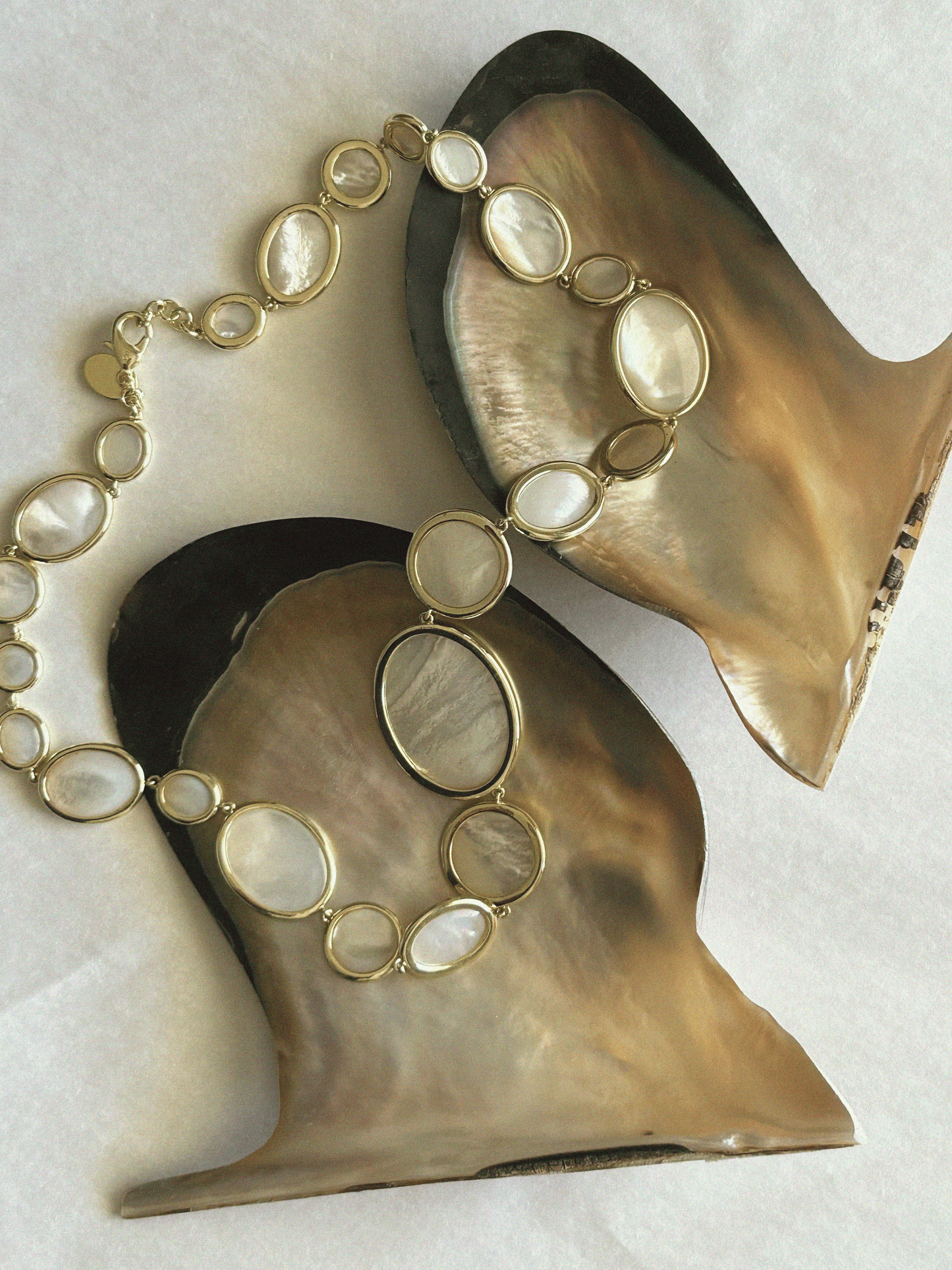 A Gold-Tone Mother-of-Pearl Statement Necklace
