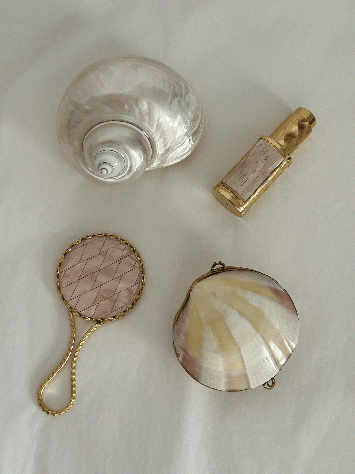 Pink mother-of-pearl vintage vanity set