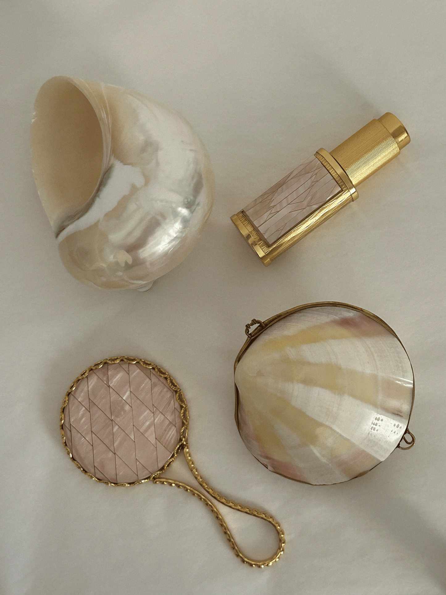 Pink mother-of-pearl vintage vanity set