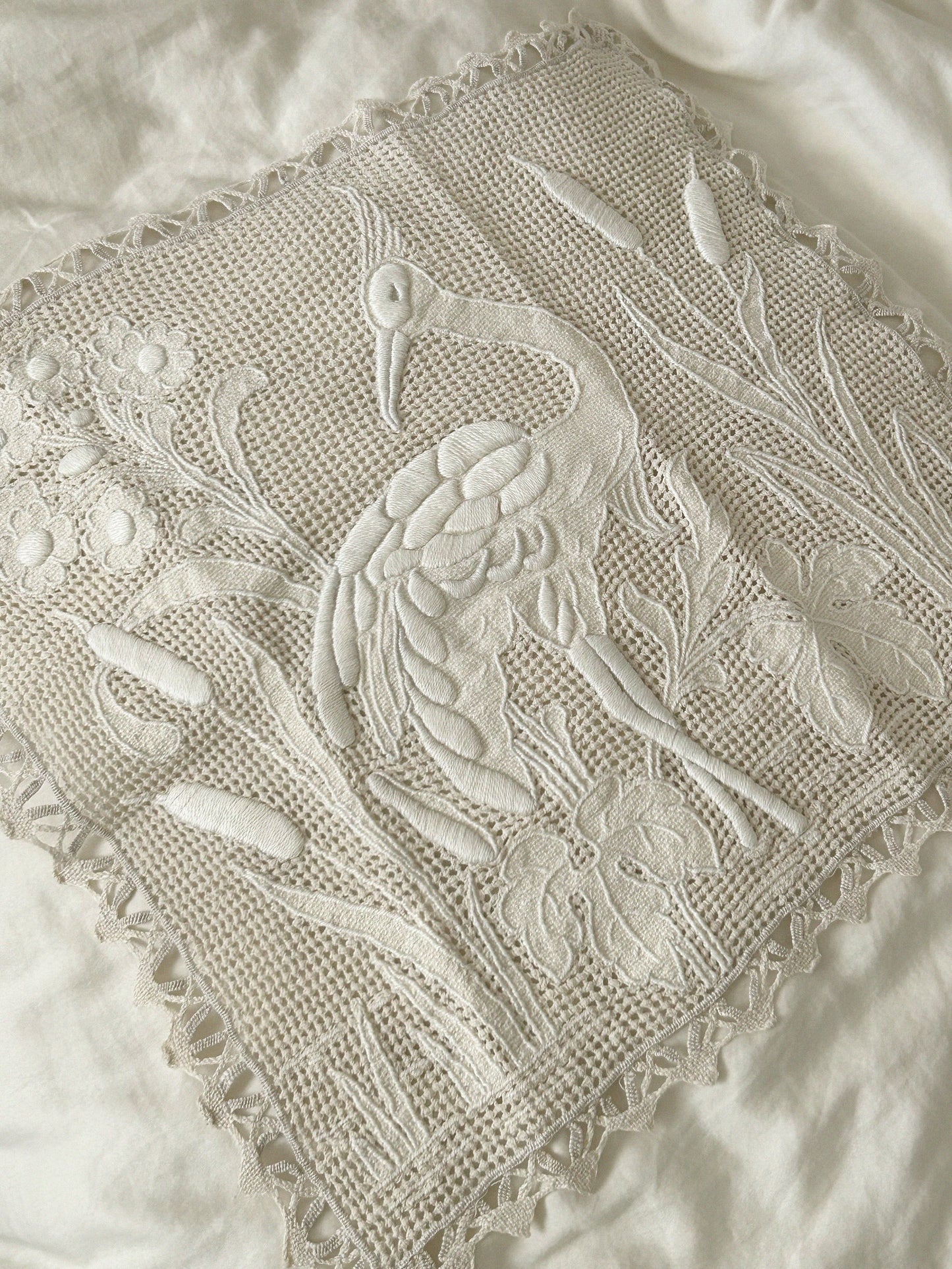 Antique Embroidered Lace Table Mat – Stork & Reeds Filet Lace