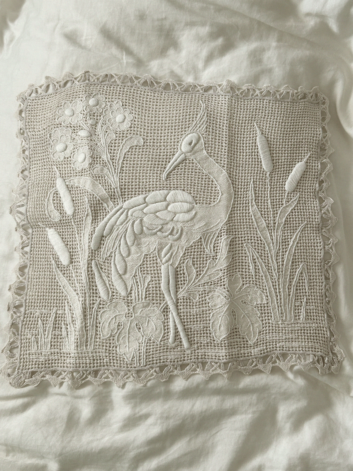 Antique Embroidered Lace Table Mat – Stork & Reeds Filet Lace
