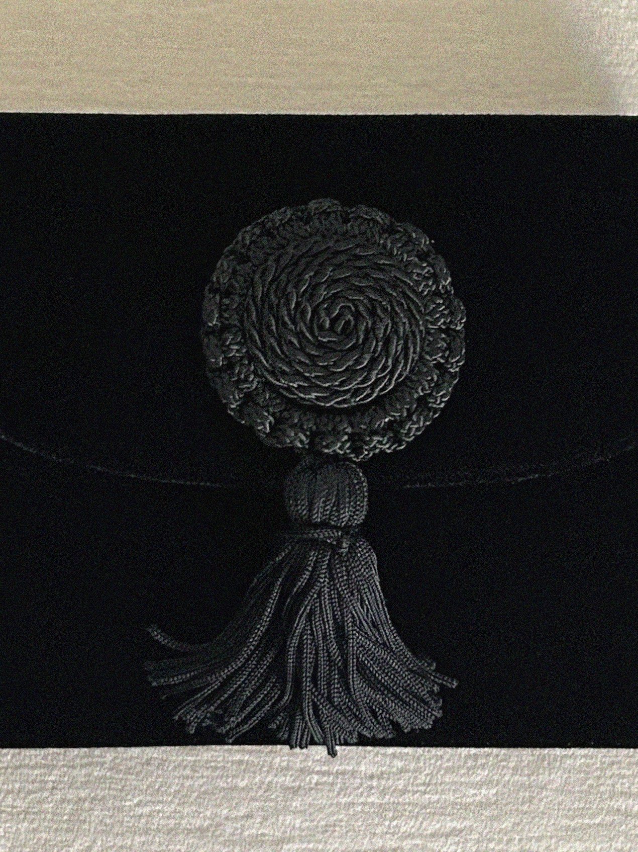 Black Velvet Clutch Bag with Tassel