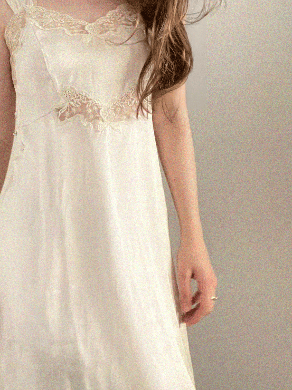 Floral Embroidered Vintage Silk Dress