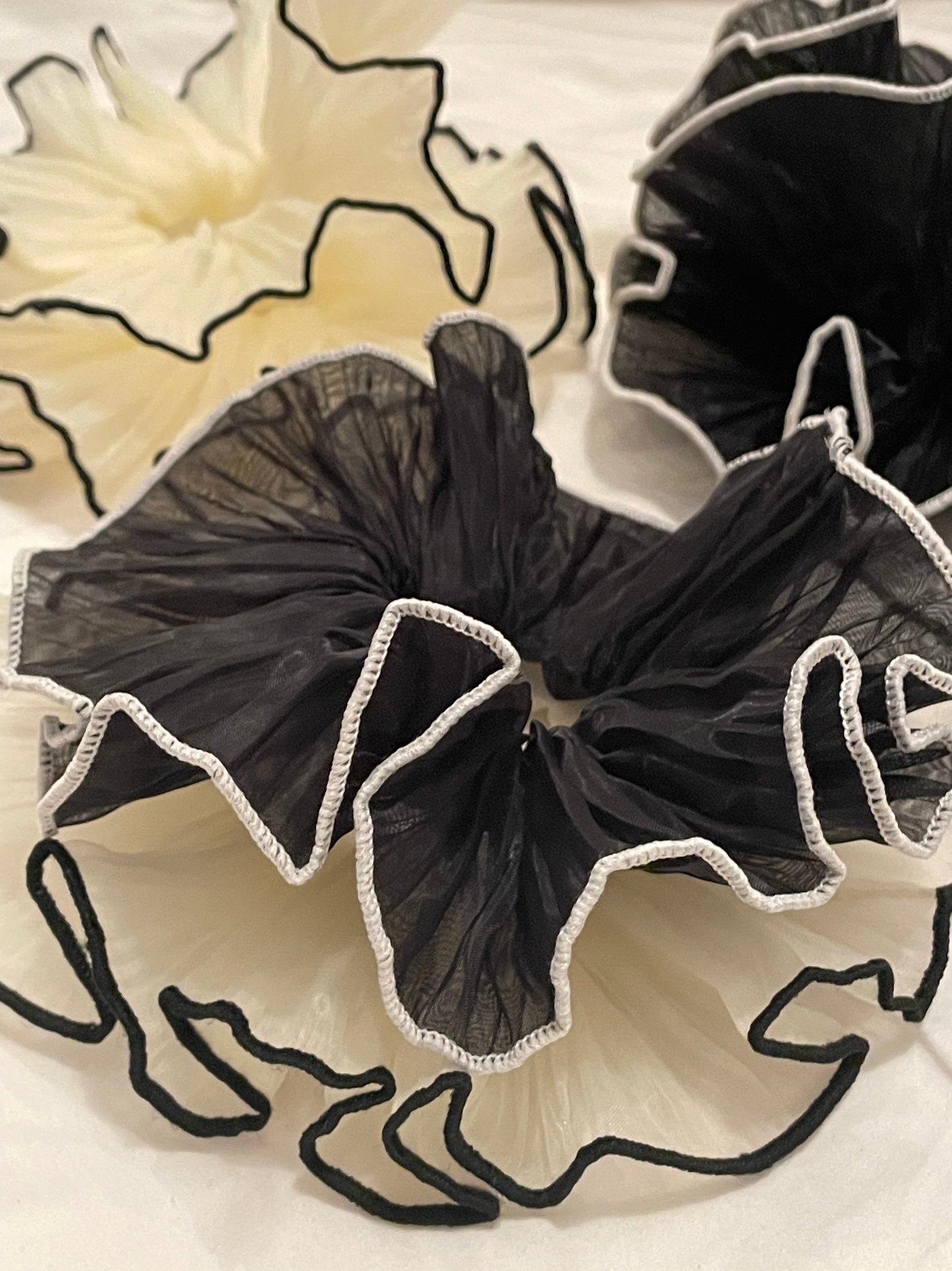 Retro Pleated Silk Bow Scrunchies