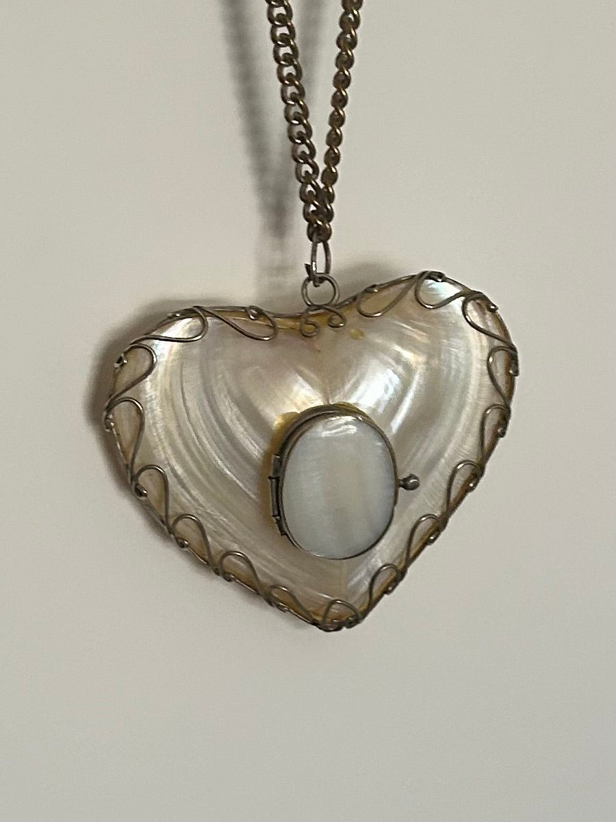 Curated Vintage Mother of Pearl Shell Heart Box 1900's