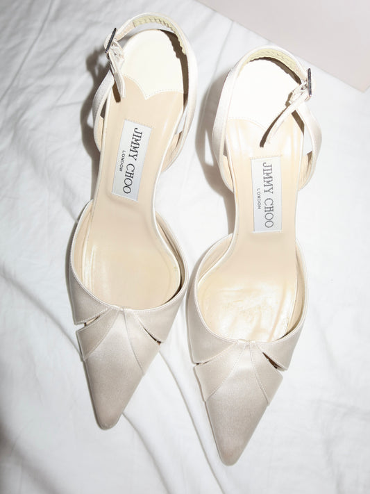 Jimmy Choo Aries Satin Ivory