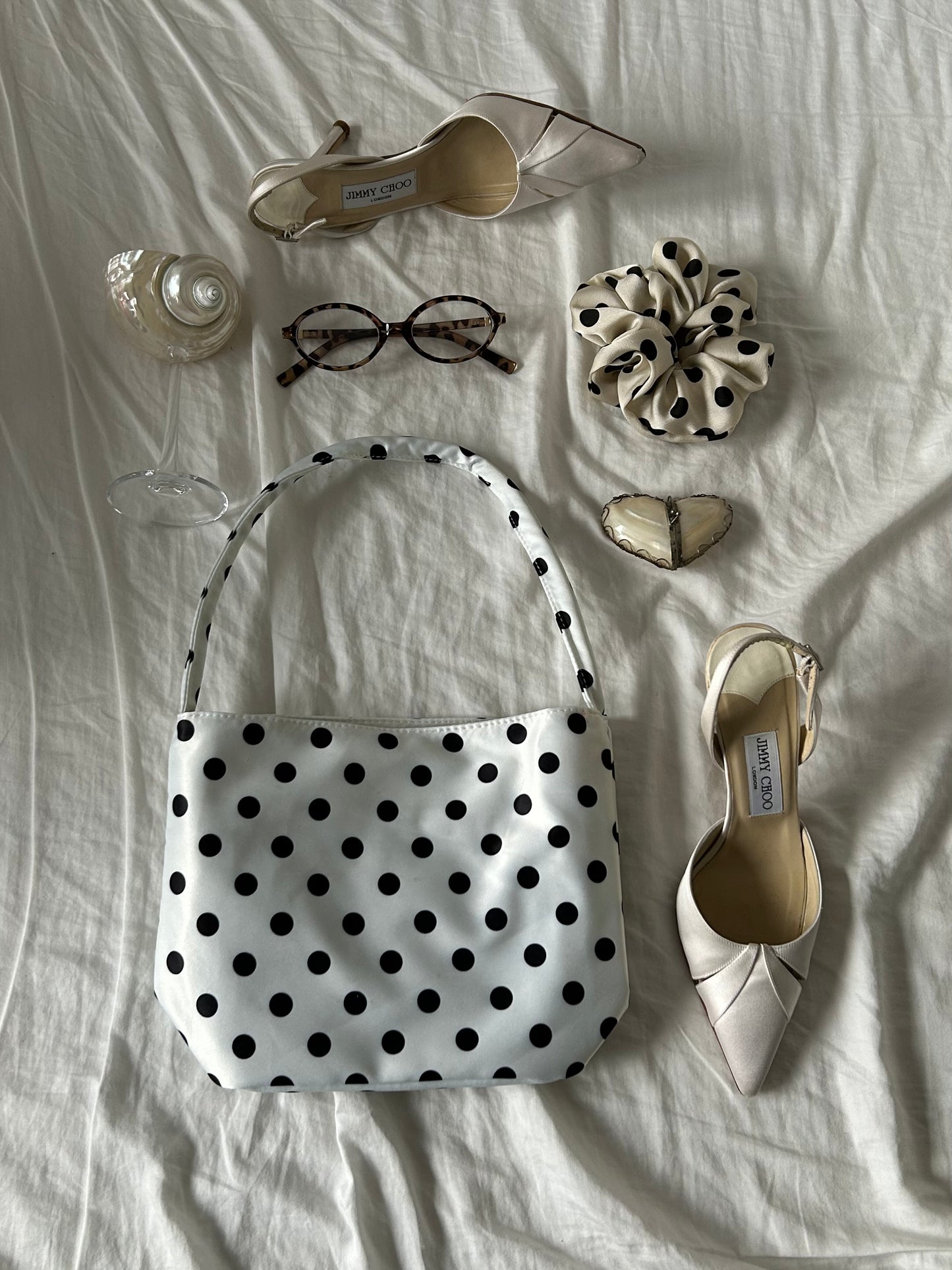 Polka Dots White Handbag
