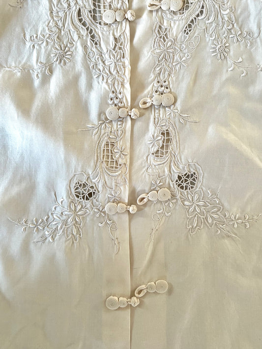 100% silk mandarin ecru blouse