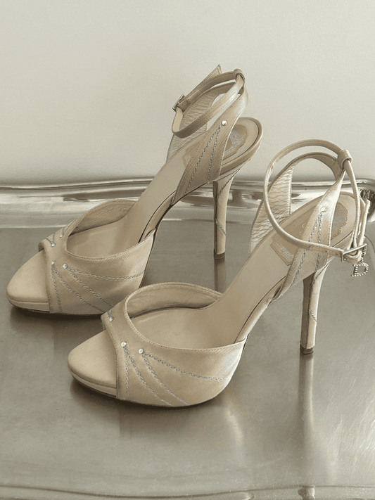Beige Satin Pumps Dior Vintage