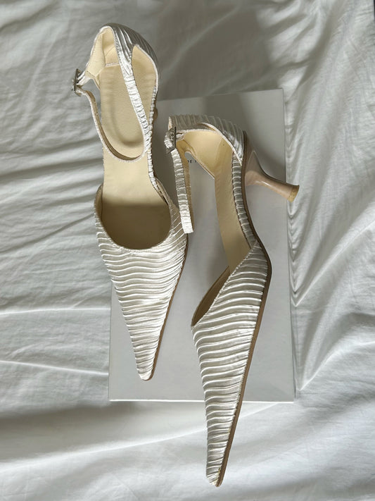 Pleated satin heels