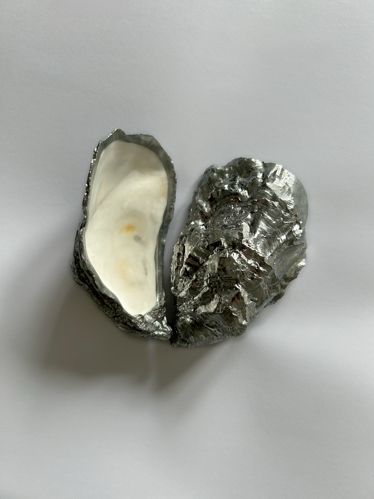 Set of two oyster-shaped caviar dishes