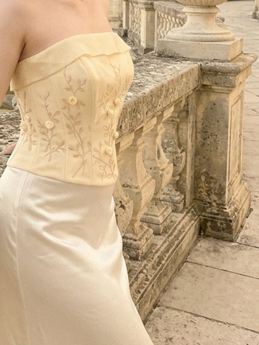 Sunlight Satin Floral Corset Top