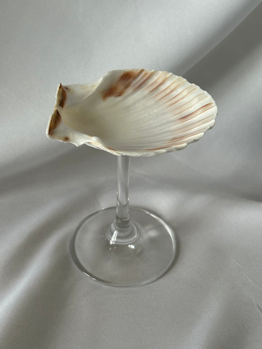One curly shell glass withglass stem.