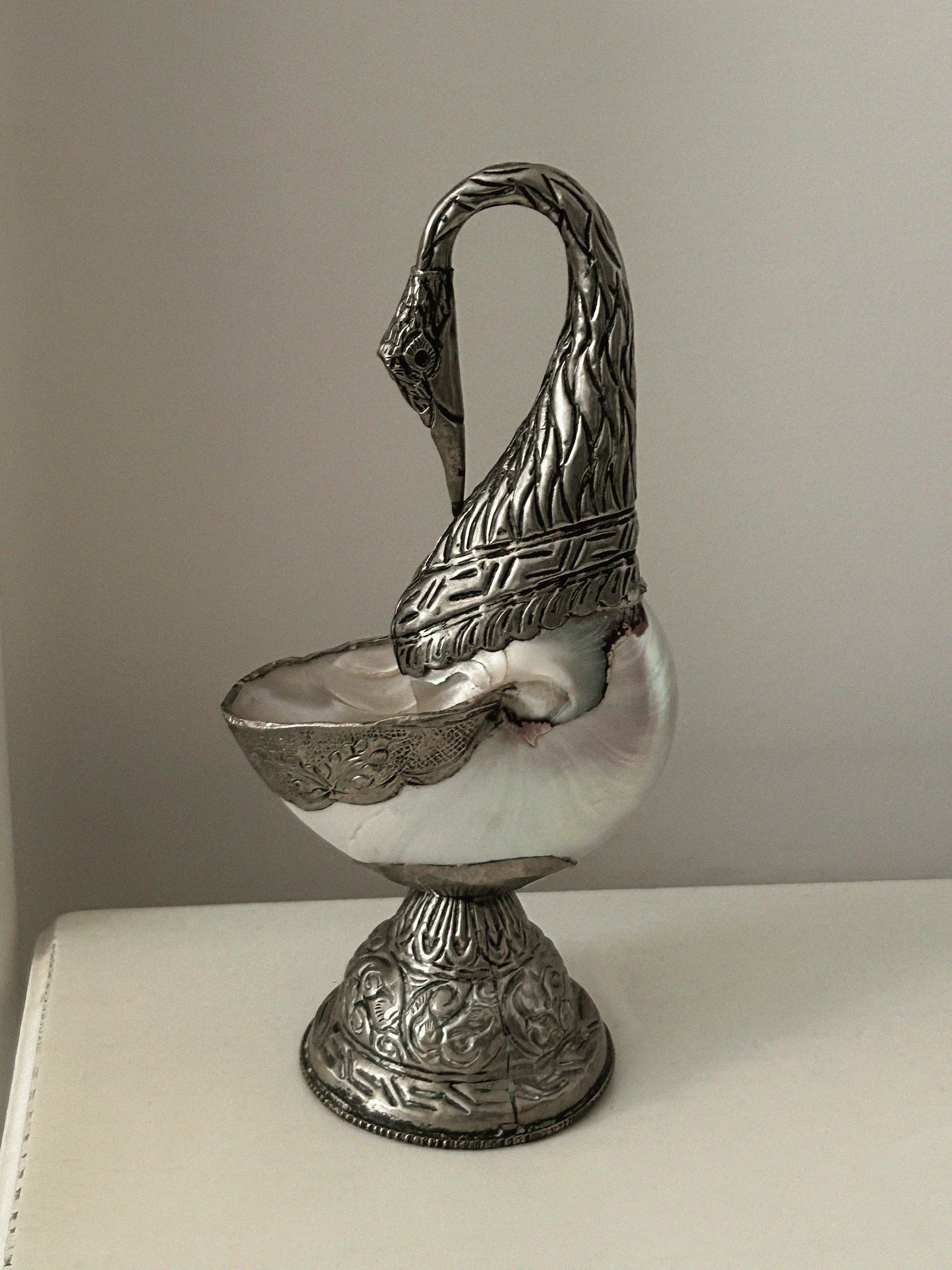 Natural Shell Swan Sculpture / Vessel