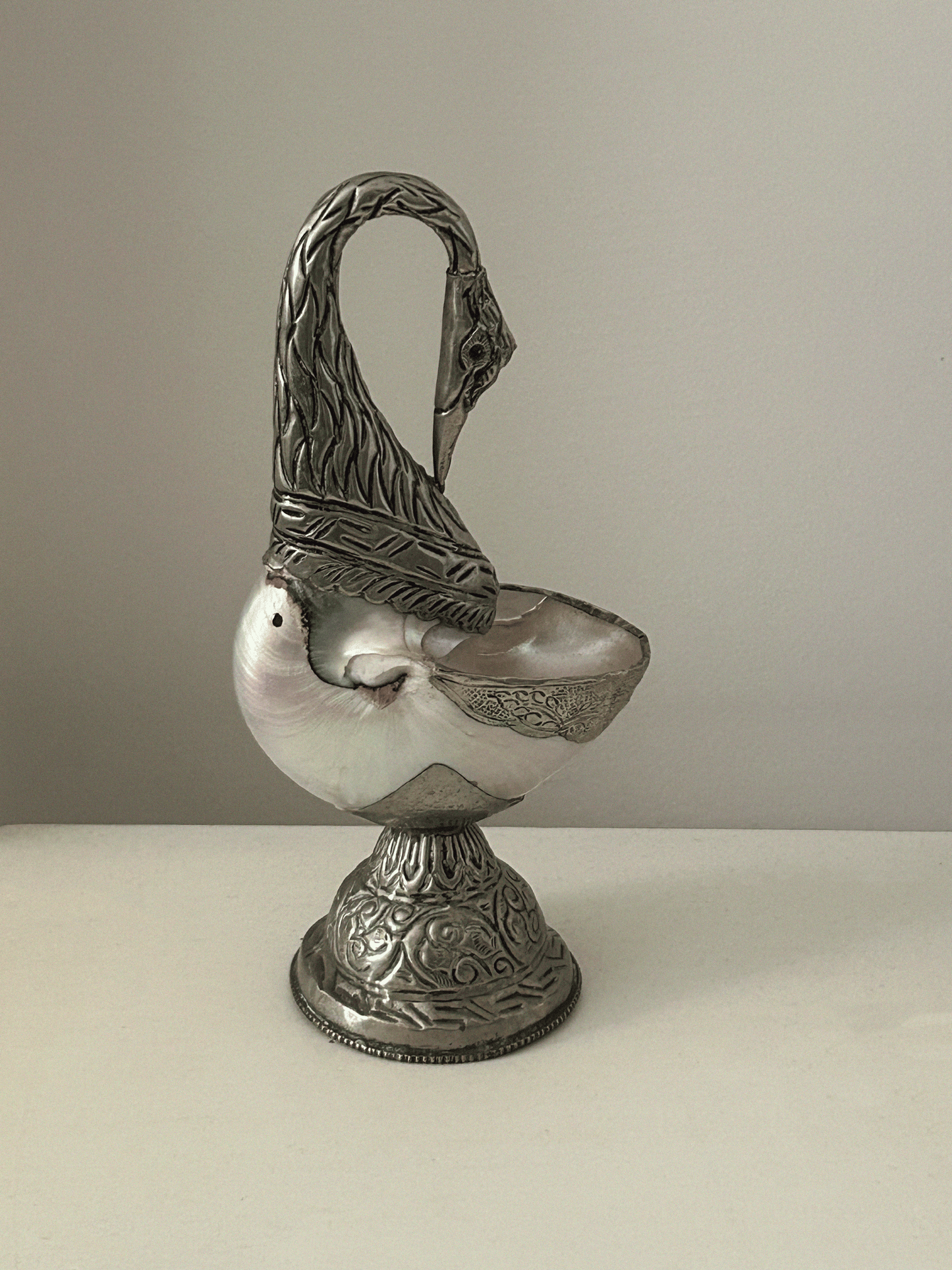Natural Shell Swan Sculpture / Vessel
